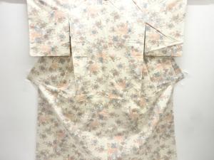 未使用品　孔雀に花模様織り出し手織り紬着物